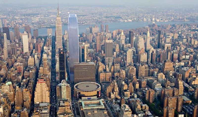 The skyline with 15 Penn Plaza, as envisioned by opponents.